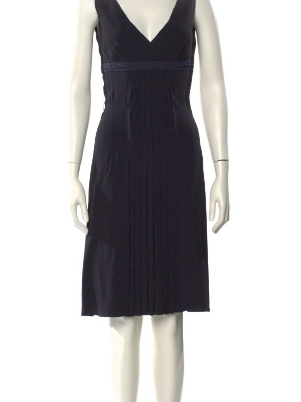 Vintage Prada V-Neck Pleated Midi Dress